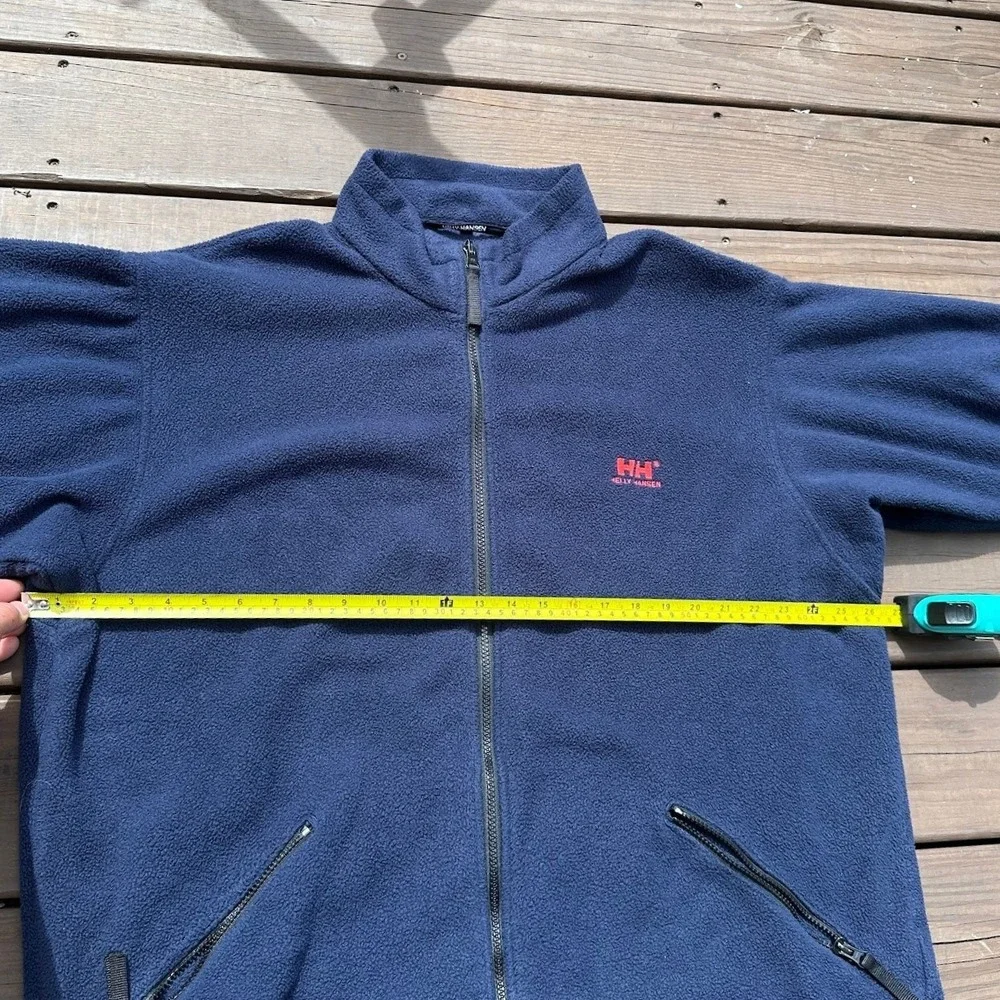 Helly Hansen Mens XL Full Zip Fleece Jacket Navy Blue Embroidered Logo Outdoor